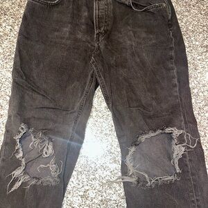 We The Free Black Baggy Jeans with Natural Distressing Size 8